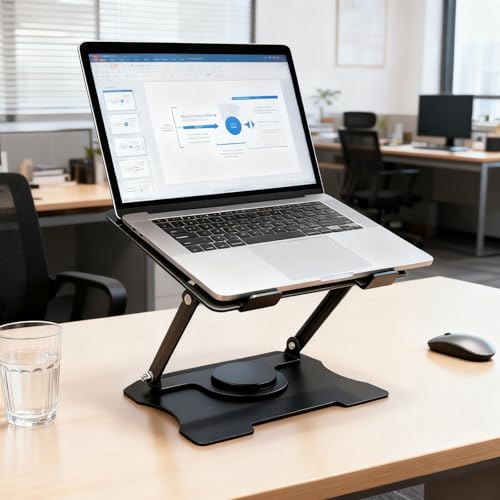 Ergonomic Adjustable Laptop Stand for Desk, Height Adjustable Riser with Ventilated Cooling, Foldable, Compatible with laptops ranging from 10-17.3 inches