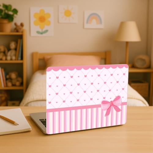 PLIGREAT 15 Inch Laptop Skin Sticker Decal, Pink Bow Present 12" 13" 13.3" 14" 15" Laptop Decals Cover Universal PVC Skin Stickers Cover Art Decal Reusable Notebook Protector - color: Bow Present