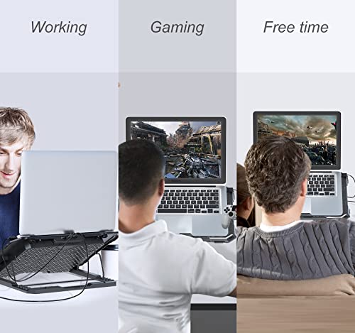 ICE COOREL Laptop Cooling Pad with 6 Cooling Fans, Cooling Pad for Laptop Fan 13-15.6 Inch, Laptop Cooler Stand with 6 Height Adjustable, Notebook Cooler Pad with Two USB Port - size: 6 Fans