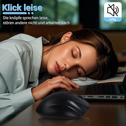 Bluetooth Wireless Mouse, Bluetooth 5.2/3.0 + 2.4 GHz USB Rechargeable Ergonomic Optical Mice, Quiet Click, Multi-Device, Portable 6 Buttons 1600D-PI for Laptop,PC,iPad,Mac,Tablet,Computer,Surface