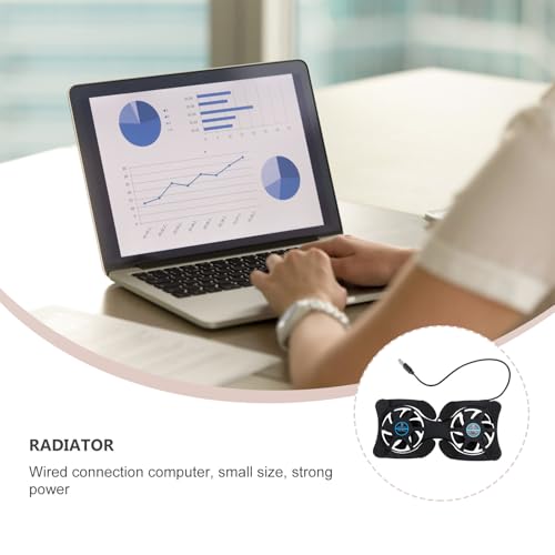 Kisangel Portable Laptop Cooling Pad and Notebook Cooler for Travel, Foldable Lightweight Design with Dual Fans, Efficient Heat Dissipation for Compact Dark Laptops