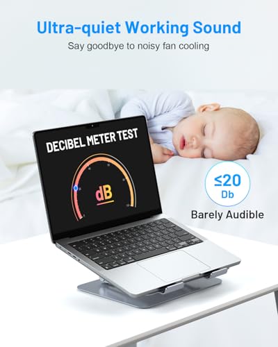 Metfut Laptop Cooling Pad with Detachable Fan & Cooler, Adjustable Height & Angle, 360 Rotation Base, Ultra-Quiet, Carbon Steel Framework for MacBook, ASUS, Dell 10-16” Laptop for Tablet, DJ Mixer - color: Black