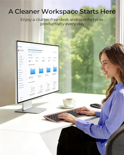 seenda Rechargeable Wireless Keyboard and Mouse Combo, Rose Gold & Black | Quiet, slim full-size keyboard with numpad, 2.4GHz USB receiver, USB-C charging, 3-level DPI mouse for Windows PCs/laptops - color: Rose Gold & Black