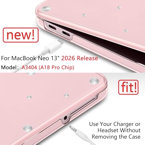 for MacBook Neo 13 Inch Case 2026 Release Model A3404, Fresh Aesthetic 1.2 mm Ultra Slim Hard Shell Cover, 6-in-1 Laptop Accessories Bundle for Women Girls, Silver Pearl - color: Silver Pearl