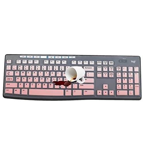 MUBUY Keyboard Cover Skin Protector Fit Logitech MK295 MK275 MK270 Wireless Keyboard, Logitech K200 K260 K270 MK200 MK260 Keyboard (NOT Fit Other Model Keyboards)-GradualPink - color: GradualPink