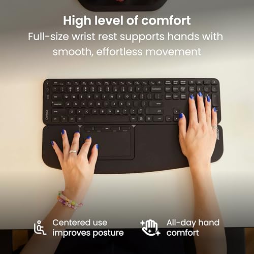 Contour Touch: Wireless Bluetooth Ergonomic Touchpad for Windows 10 & 11, Multi Touch & High Precision Glass Trackpad, Click Anywhere, 4 Programmable Shortcut Keys, Full Size Wrist Rest | Contour Touch: Wireless Bluetooth Ergonomic Touchpad for Windows 11