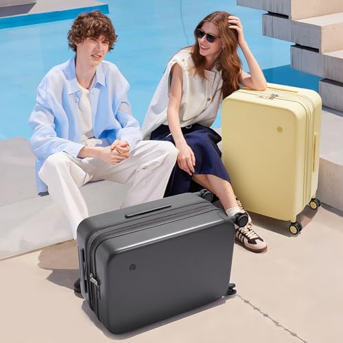 mixi 20 Inch Large Expandable Carry on Luggage Suitcase with Spinner Wheels, Hardside Rolling Travel Suitcase PC with TSA Lock, Lark Yellow - color: Lark Yellow, size: 20in Expandable