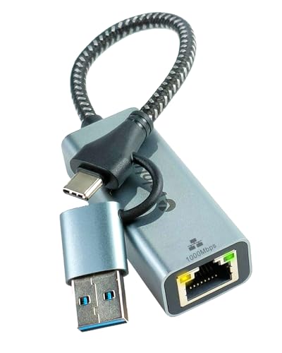 Ethernet to USB Adapter, 1Gbps USB to RJ45 Gigabit LAN, USB 3.0 Ethernet Adapter Compatibility 10/100/1000Mbps. Compatible with Laptops, PC, Mac OS, Linux and More