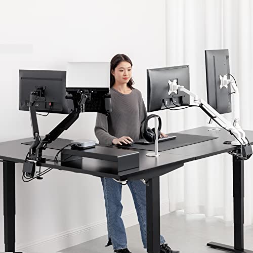 Progressive Desk Dual Monitor Arm - Gas Spring - Fits 17"-32" Monitors - 360° Rotation - Arm Holds Up to 40 lbs - VESA and Grommet Mount - style: Dual 17"-32" White