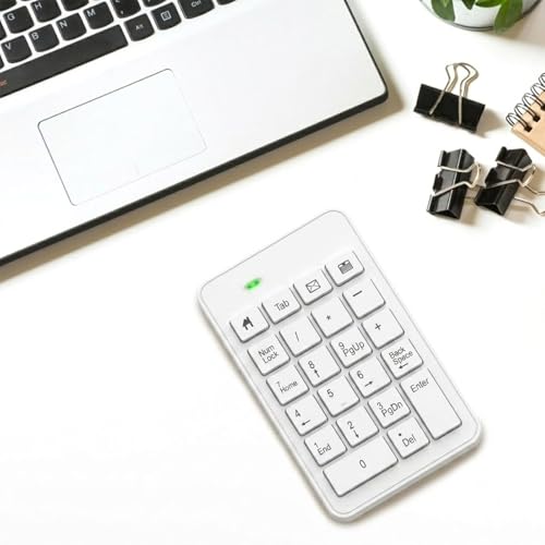Wireless Number Pad with Battery, Enhanced Efficiency with 23 Keys Numeric Keypad Upgraded Version of 10 key USB Keyboard Financial Accounting Numpad for Laptop, PC, Notebook, Desktop,Surface Pro - style: 2.4GWirelessWhite