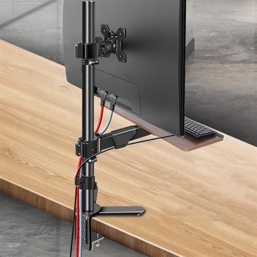 Monitor Stand Single Monitor Desk Mount with Keyboard Tray, Height adjustable Monitor Mount arm with C-Clamp Base for most 17"-40" Screens, Holds up to 29.7 lbs monitor stand desk arm(27"-40") - size: 27"-40"