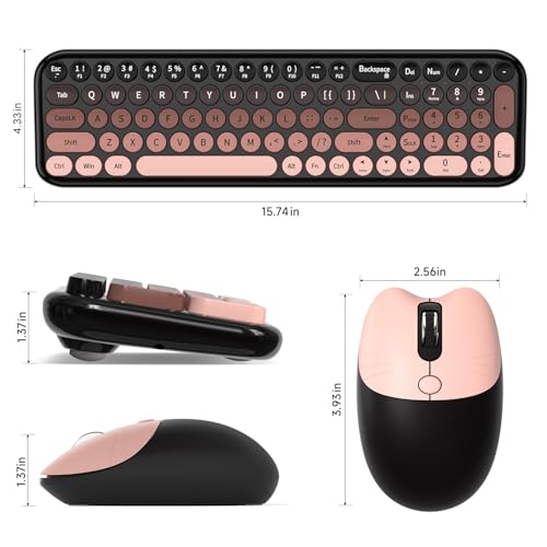 MOFII Wireless Keyboard and Mouse Combo, Full Size 2.4G Retro Round Computer Keyboard and Mouse Set, Plug and Play, for Windows, Computer, Desktop, PC, Notebook - (Lovely BlackBerry Gradient) - color: Blackberry Gradient