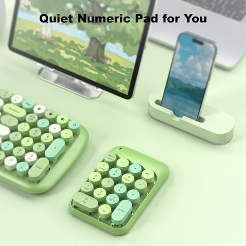 MOWUX Wireless Number Pads, Cute Colorful Numeric Keypad Numpad Portable 2.4 GHz Financial Accounting Number Keyboard Extensions, 18 Key Number Numpad for Laptop Desktop, PC (Green) - color: Green