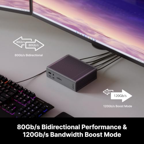 CalDigit TS5 PLUS - Thunderbolt 5 Dock - 20 Port, 10Gb Ethernet, 140W dedicated host Charging, TBT-5 x 3, USB 10Gb/s x10, Dual USB Controllers, Up to Two 8K 60Hz Displays, 1.0m Braided Cable, 330W PSU - style: TS5 Plus