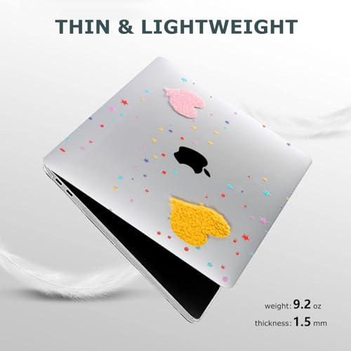DTangLsm Compatible with MacBook Air 13 inch Case 2022 2021 2020-2018 Model A2337 M1 A2179 A1932 Cute Plush Clear Plastic Hard Shell Case with Colorful Stars & Keyboard Cover, Cute Plush Hearts - color: #2 Two Plush Hearts