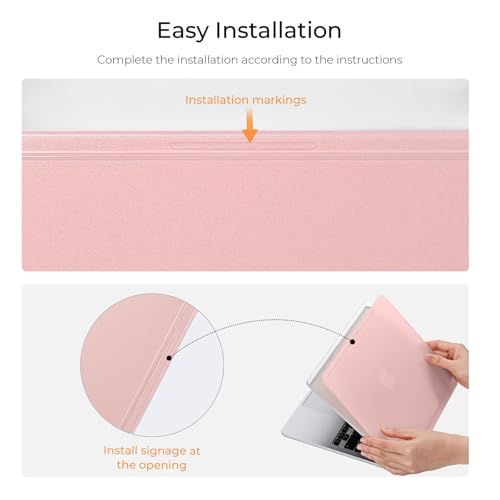 EooCoo Reinforced Anti-Crack Case for MacBook Air 13 inch,M5-M2 2026-2022 | True-to-Device Matte Texture, Anti-Fingerprint, Perfect Fit, Hard Shell Laptop Cover for MacBook Air 13.6 inch - color: Pink