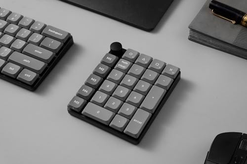 Keychron K0 Max Wireless Low-Profile Number Pad, QMK/VIA Programmable, Hot-Swappable Banana Switch, RGB Backlit, 2.4GHz & Bluetooth 5.3, 1000Hz Polling Rate, with Knob, for Windows/Mac - color: Banana Switch, size: Black