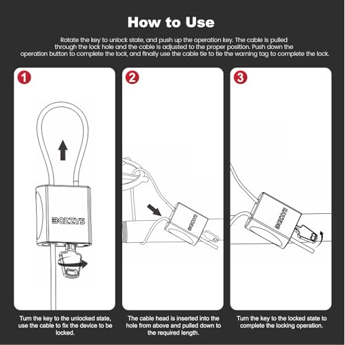 Cable Locks 3-Pack | Keyed Alike Adjustable Cable Padlock|Len 3.28ft(1m) with 6 Same Keys/Set for Bikes, Gate, Lockers, Gun & Outdoor Gear | Weatherproof & Red - color: red | 3pack-L 3.28ft(1m)-6 same keys | D 1/6in(4mm)