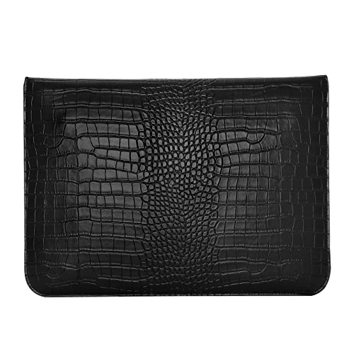 MOSISO Laptop Case 13.3 inch, 13-13.3 inch Laptop Sleeve Compatible with MacBook Air/Pro 13 / Pro 14, HP Dell ASUS Lenovo Notebook, Crocodile Grain PU Leather Flap Case Bag, Black - color: Black, size: 13.3 inch