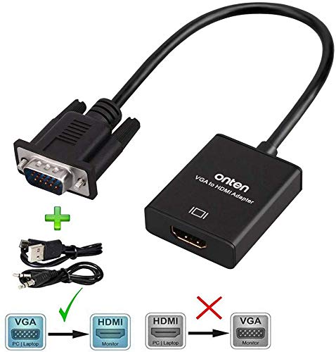 VGA to HDMI Converter Adapter, Output 1080P VGA Male to HDMI Female Audio Video Cable Converter Adapter, for Computer, Laptop, Projector, HDTV with Audio Cable and USB Cable (Black) - color: VGA M/F