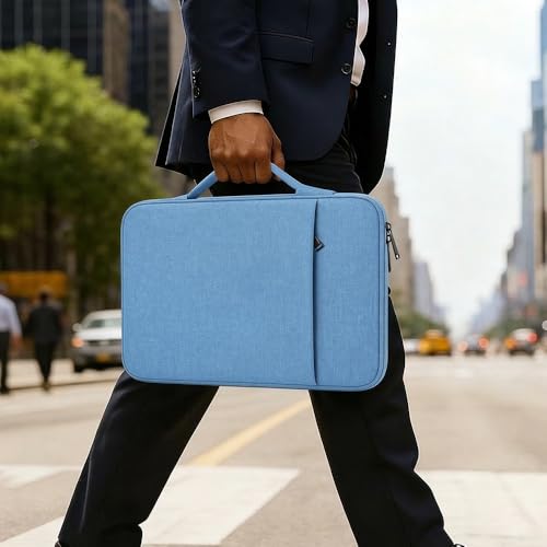 ProElife 13 Inch Laptop Sleeve for MacBook Neo, Retractable Handle, Blue | Precision Fit, Soft Inner Lining Padded, Anti-Scratch, Extra Attached Pocket, Travel Carry Laptop Bag for Home Office - color: Light Blue