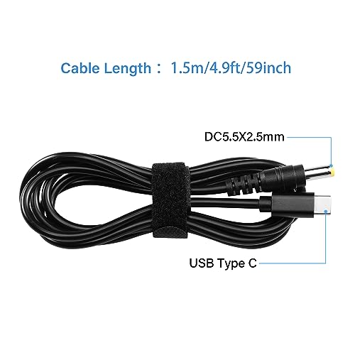 GINTOOYUN USB Type-C to DC 15V Power Charge Cable,USB-C Male Input to DC5.5x2.5mm Male Power Plug Charge Cable, for Router, CCTV,etc(4.9FT) - style: 65W 15V