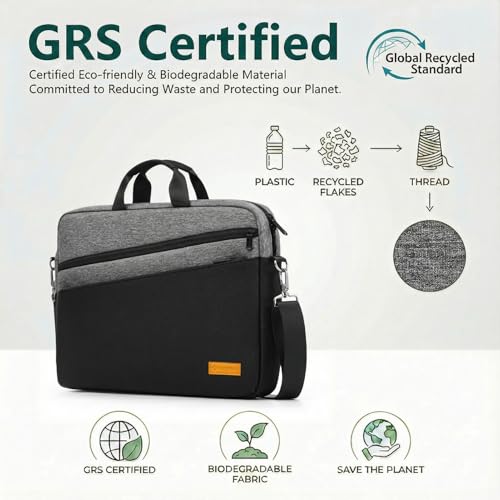 bagasin 15 15.6 16 inch Laptop Computer PC Shoulder Bag Carrying Case | Water-Repellent Fabric Briefcase, Lightweight Toploader, Business Casual or School - color: Grey, size: 15-16