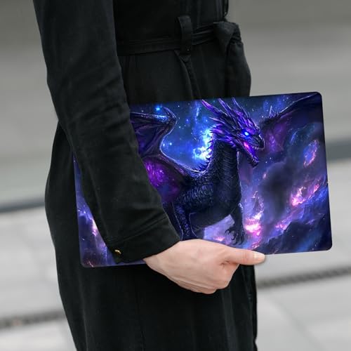 Laptop Skin Sticker Decal 12" 13" 13.3" 14" 15" 15.6",Waterproof Scratch Resistant Vinyl,Reusable Easy to Apply,for MacBook HP Dell Notebooks Netbooks Laptop,2 Wrist Pads,Black Purple Dragon - color: Black Purple Dragon