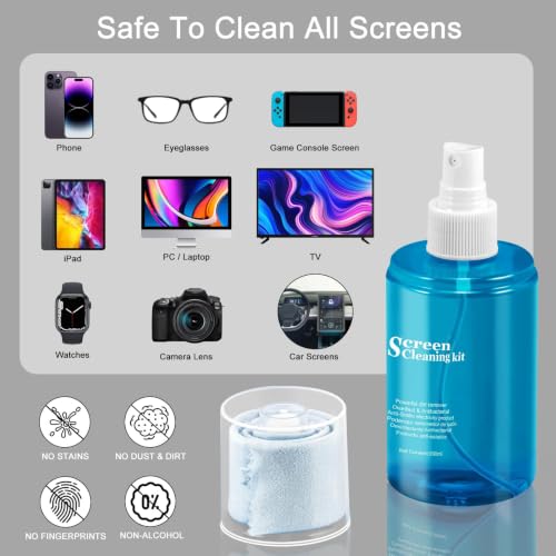 Car Screen Cleaner Spray, walrfid TV Computer Laptop Touchscreen Mist Cleaning Kit Wipe for CD Disc DVD VCD, Electronic Cell Phone iPad iPhone MacBook Pro Tablet Monitor LCD LED Flat Screens - color: 1 Pack, Blue
