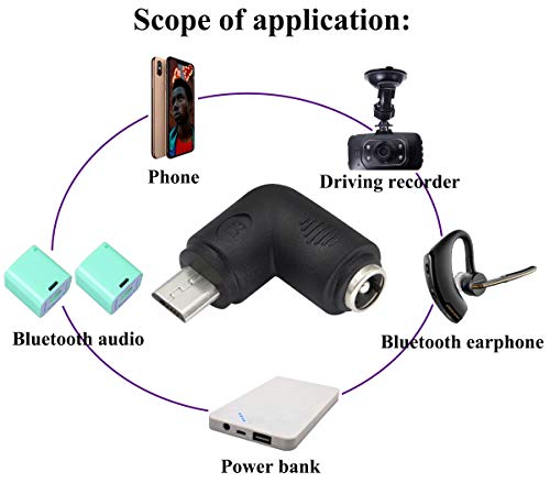 90 Degree Micro DC Power Adapter 90 Degree DC5.5x2.1mm to Micro USB 5V DC Power Supply Charging Connector for Cellphone, Tablet,MP3 and Micro USB Device.(2Pack/Micro) - color: Micro