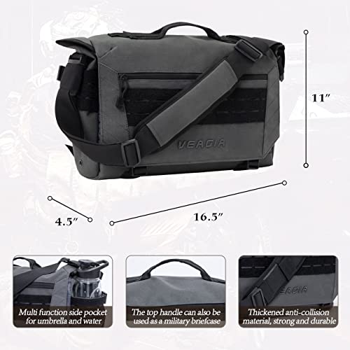 Messenger bag Laptop bag Briefcase Molle system Tactical style Detachable shoulder strap Shoulder Bags - color: Grey