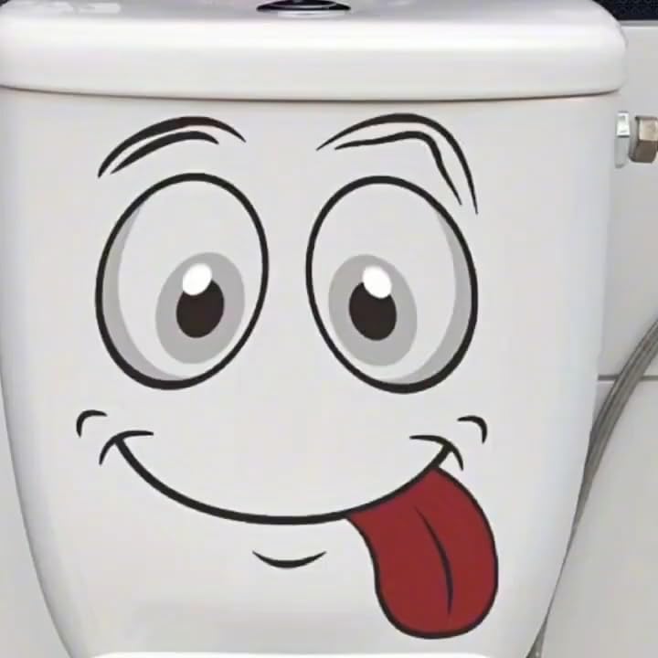 8Pcs Funny Trash Can Stickers, 4 Sheets Cartoon Face Decals, Self-Adhesive Waterproof Decorative Stickers for Trash Can, Toilet and Refrigerator