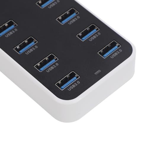Diyeeni USB 3.0 Hub 10 Port Data Hub Splitter with Individual On Off Switches, 5Gbps High Speed USB Expander for Laptop PC Printer Hard Drive Flash Drive, Powered Docking Station