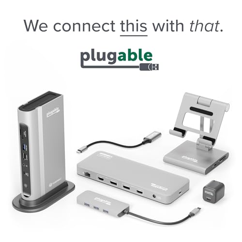 Plugable 7-in-1 USB C Hub Driverless Multiport Adapter with Ethernet, Single 4K60Hz HDMI, 100W Pass-Through Charging, 2X USB 3.0, SD/microSD, for USB-C, USB4, Thunderbolt, Mac, Windows, Chromebook