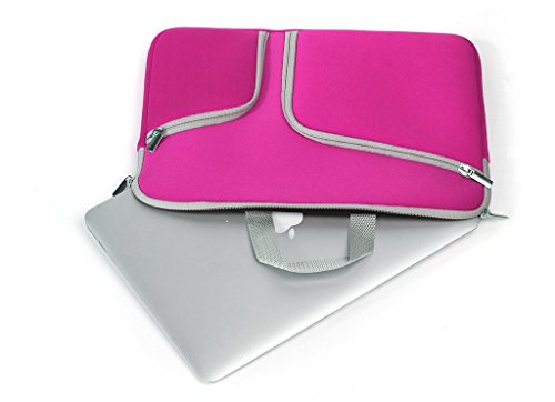 UESWILL Neoprene Soft Sleeve Bag Briefcase Compatible with 15 inch MacBook Pro/and Laptop up to 15.4 inch Ultrabook Chromebook Notebook Netbook Computer Tablet,(Hot Pink) - color: Hot Pink, size: 15-15.6 inches