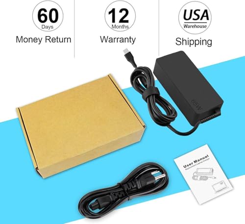 65W USB C Laptop Charger Replacement for Lenovo Thinkpad/Yoga/ Chromebook Laptop Computer, Thinkpad T14 T15 T16 E14 E15 Type C Laptop Charger Fast Charging