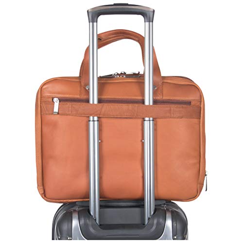 Kenneth Cole REACTION ‘Out of the Bag' Manhattan Colombian Leather 15.6" Laptop Briefcase Travel Business Case Bag - color: Cognac