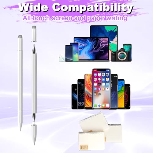 Stylus Pen for Echo Show 15/21 Inch with Holder Mount, 3 in 1 Magnetic Capacitive Stylus with Fiber Mesh Tip and Disc Tip, Compatible with All Capacitive Touchscreens - color: White