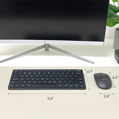 Macally Small Wireless Keyboard and Mouse Combo - Quiet Productivity Duo - 2.4G Wireless Compact Keyboard and Mouse for PC - 78 Key Mini Keyboard and Mouse with Slim Body, Click Buttons, & 3 DPI Modes - color: Black