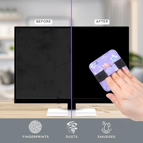 Eco-Fused 6X Screen Cleaning Pads - Gliiter Floral Microfiber Cleaning Cloth Pads - Screen Cleaner Screen Wipes for Electronics - Glasses Cleaning Cloths - Tablets, Laptops, Tv, Smartphones - color: Floral - 6 Pack