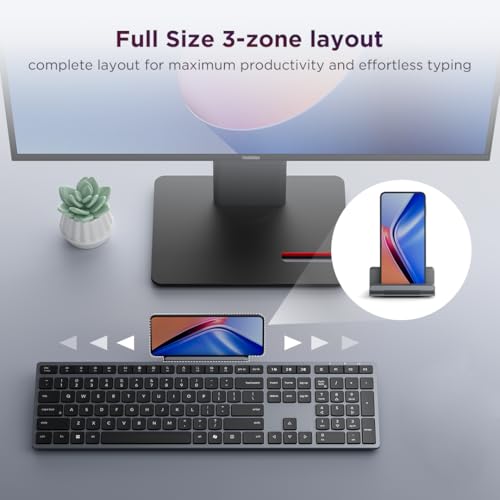 Lenovo 700 Modern Wireless Keyboard, 2.4 GHz Dongle & Dual Bluetooth Connection, AES-128 Encryption, 36 Month Battery Life, Luna Grey - size: Keyboard