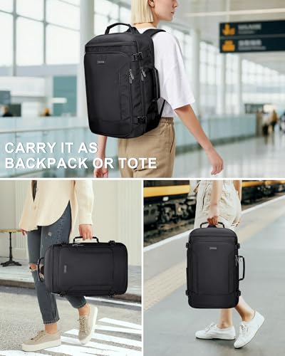 Travel Backpack Carry On Everyday Laptop Backpack Fits 16" Laptop | Flight Approved Luggage Backpack for Men Women, Suitcase-Style Main Pocket, Laptop Compartment, USB Port, for Travel, Daily - color: Black