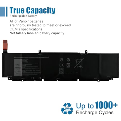 XG4K6 Laptop Battery for Dell XPS 17 9700 9710 9720 9730 Precision 5750 5760 5770 Series P92F P92F001 P92F002 P92F003 01RR3 001RR3 F8CPG 0F8CPG 5XJ6R KVPMY 0YY3V 01AV407 01AV408 11.4V 97Wh - size: 12.98*3.17*0.32 inch XG4K6