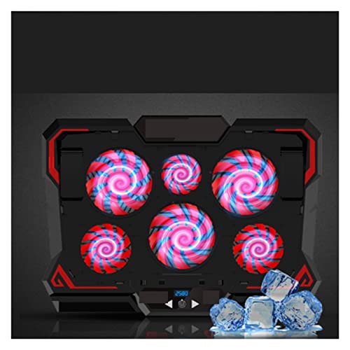Youngran Gaming Laptop Cooler Six Fan Notebook Cooling Pad Silent LED Touch Version Portable Adjustable Laptop Stand Leisurely (Color : Red Touch Version)