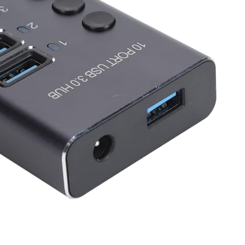 10 Port USB 3.0 Data Hub (US Plug) | Individual Switches USB Splitter with 60W Power Adapter for Laptop PC Game Console 100240V
