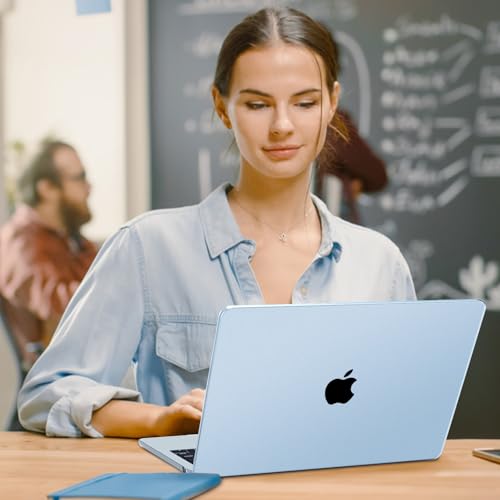 G JGOO Compatible with MacBook Air 15 inch Case 2026 2025 2024 2023 M5 A3448 M4 A3241 M3 A3114 M2 A2941, 100% Match Official Color, Plactic Hard Case +Keyboard Cover +Screen Protector, Sky Blue - color: Sky Blue Clear