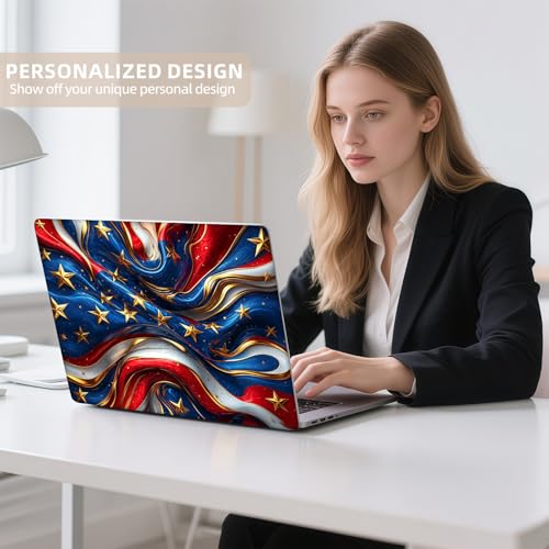 Universal Laptop Skin Sticker for 12/13/14/15.6 Inch Laptops, Reusable Vinyl Laptop Decal Cover, Waterproof Scratch Resistant Notebook Skin with 2 Wrist Pads,Gilded National Flag - color: Gilded National Flag