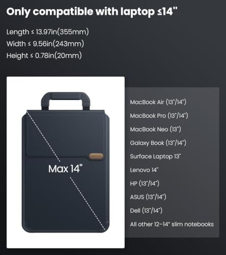 Nillkin 14 inch Laptop Sleeve with Stand (4-in-1), 2 Stand Modes, Mouse Pad | Magnetic Handle | Slim Laptop Case | MacBook Air 13 inch Case for Samsung/Surface/HP/Chromebook/Dell/Lenovo 12-14'', Black - color: Black, size: 12-14 inch