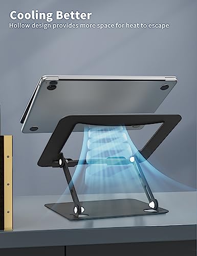 SOUNDANCE Laptop Stand for Desk, Portable Adjustable Laptop Riser, Ergonomic Design Computer Holder, Metal Laptop Mount Elevator Compatible with 10 to 15.6 Inches PC Computer, Black - color: A-Black