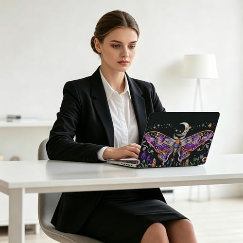 Universal Laptop Skin Decal, 3-Piece Vinyl Protector for 12 13 14 15.6" Notebook, Waterproof Anti-Scratch, Easy Trim & Bubble-Free Finish, Mystical Moth - color: Mystical Moth
